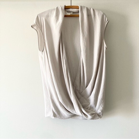 Helmut Lang Light Grey Cap Shroud Twist Top S‎ - Picture 3 of 7